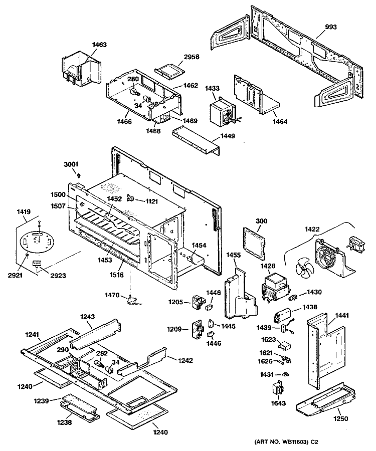 Section Diagram and Parts List for LVM235WL01  General Electric Microwave