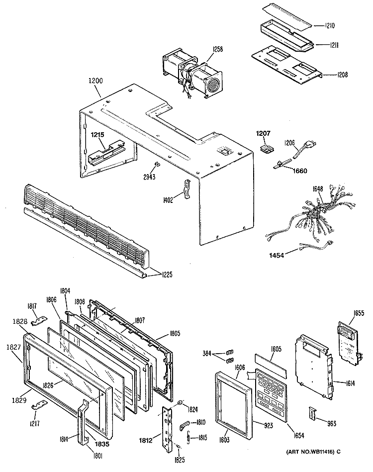 Section Diagram and Parts List for LVM132K02  General Electric Microwave