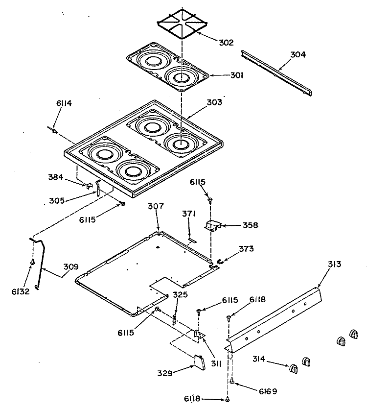 Section Diagram and Parts List for L2B350GEL0  General Electric Range