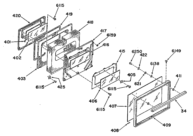 Section Diagram and Parts List for L2B350GEL0  General Electric Range