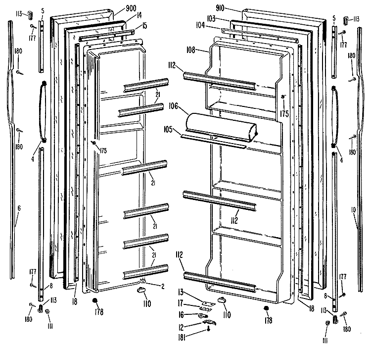 Section Diagram and Parts List for MSX20GLB  General Electric Refrigerator