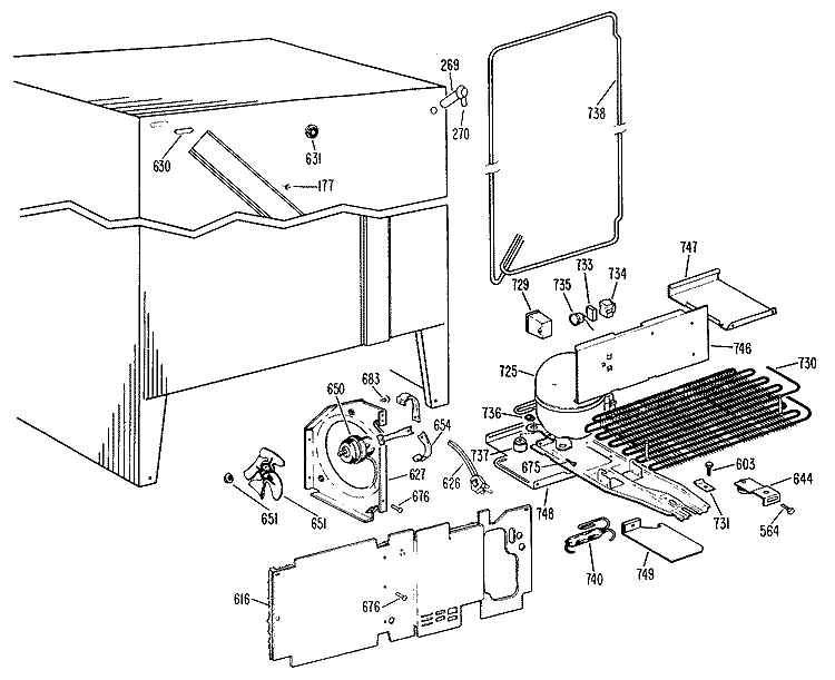 Section Diagram and Parts List for MSX20ELD  General Electric Refrigerator