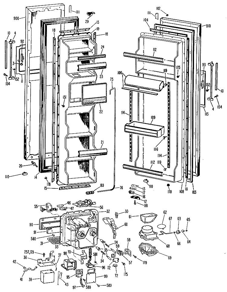Section Diagram and Parts List for MSX24XLG  General Electric Refrigerator