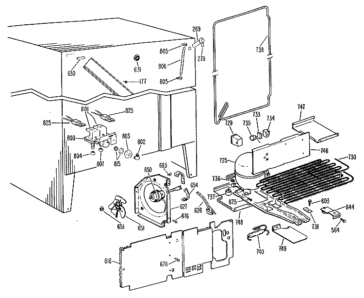 Section Diagram and Parts List for MSX24XLG  General Electric Refrigerator