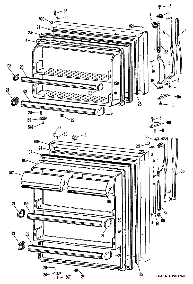 Section Diagram and Parts List for MTX21GLGRAD  General Electric Refrigerator