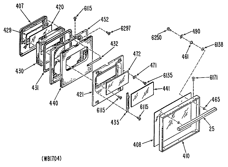 Section Diagram and Parts List for L2J345GEL1  General Electric Range