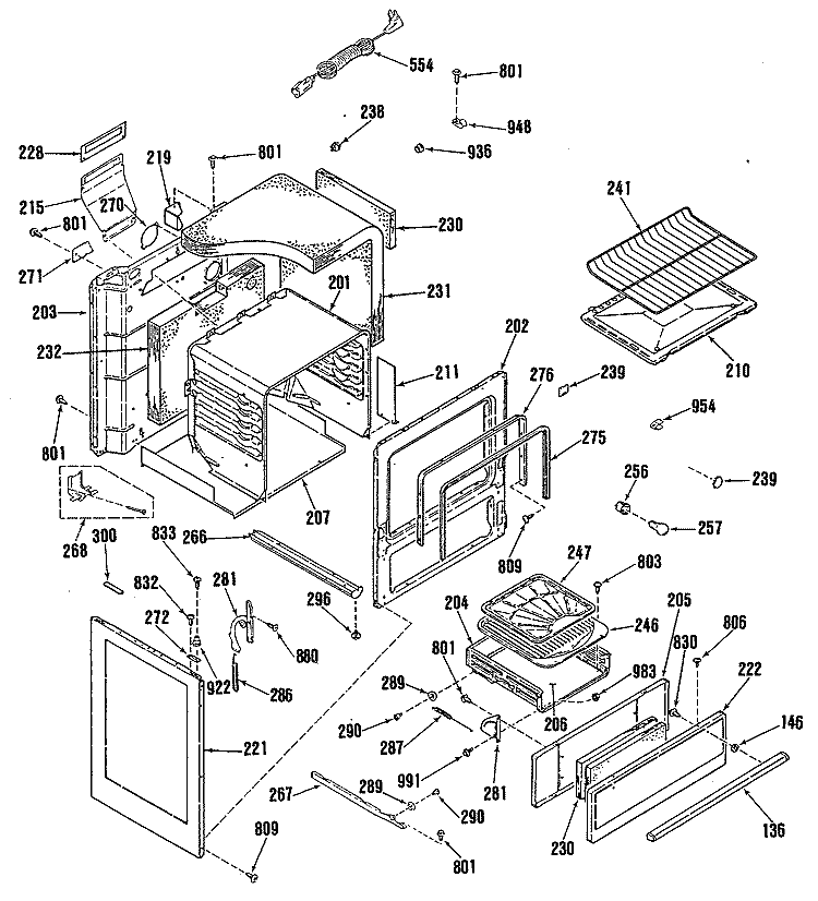 Section Diagram and Parts List for L2B135GPL0  General Electric Range