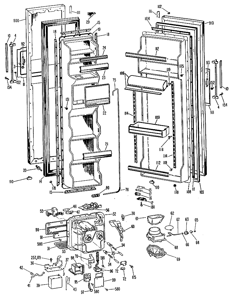 Section Diagram and Parts List for MSX24XLK  General Electric Refrigerator
