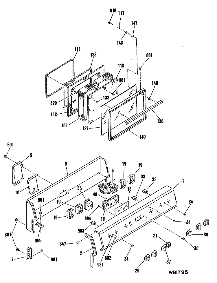 Section Diagram and Parts List for L3B315GL1  General Electric Range