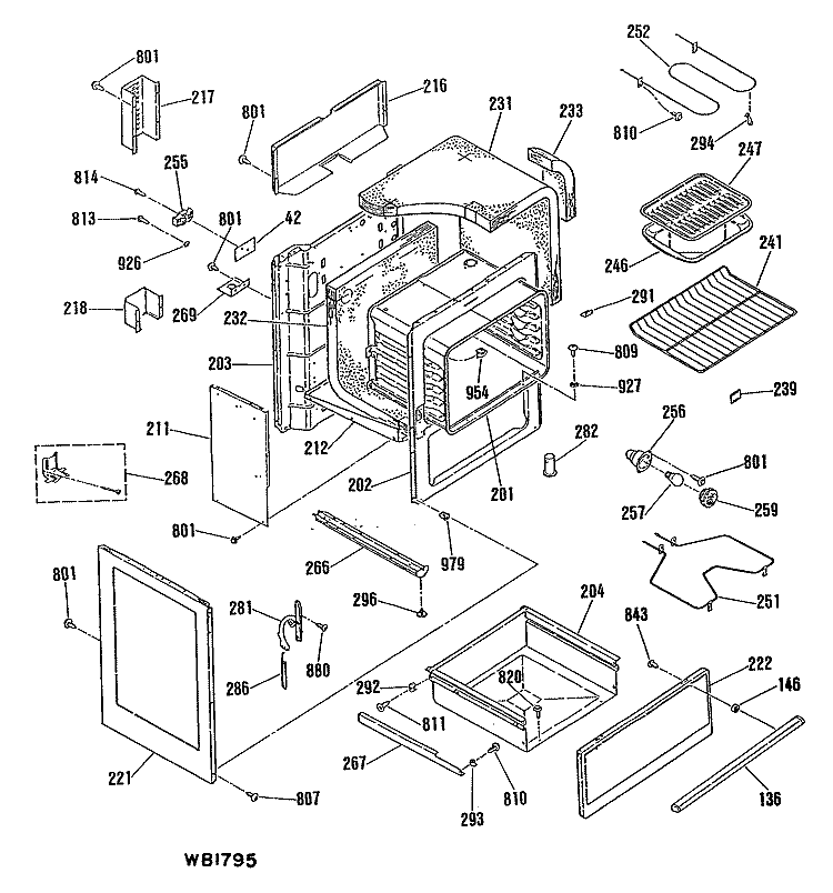 Section Diagram and Parts List for L3B315GL1  General Electric Range