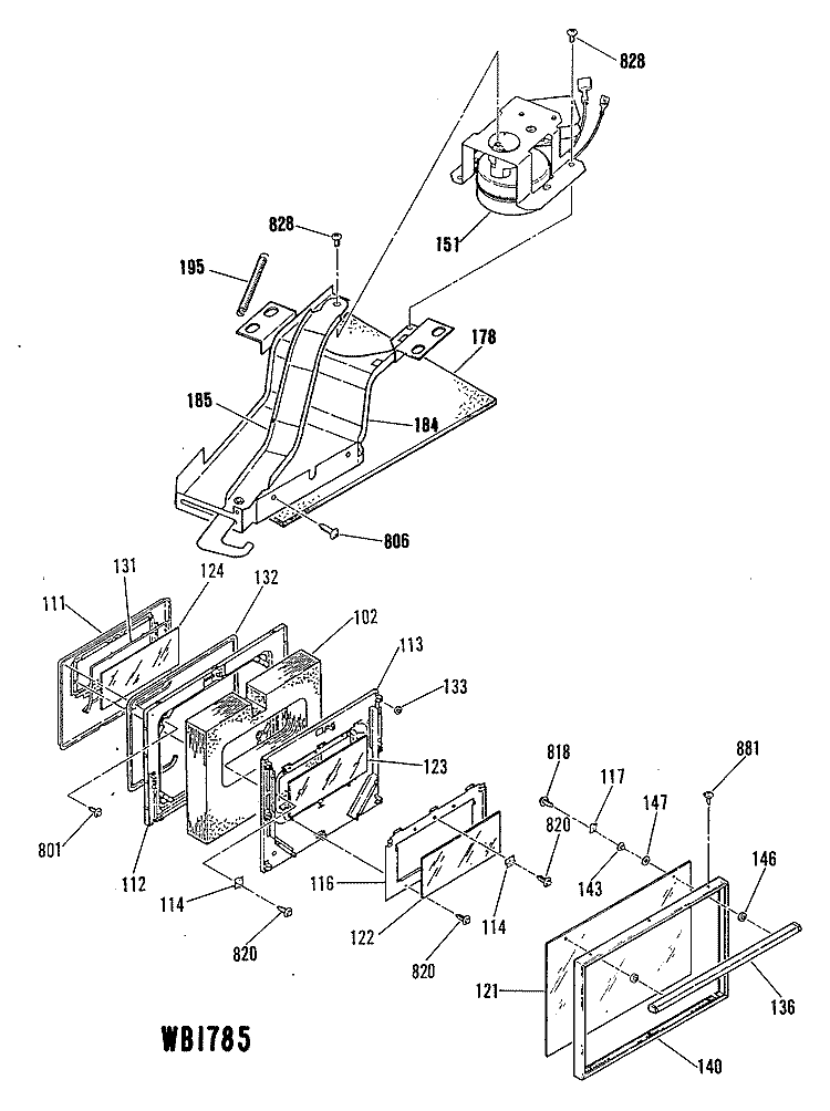Section Diagram and Parts List for L3S340GL2  General Electric Range