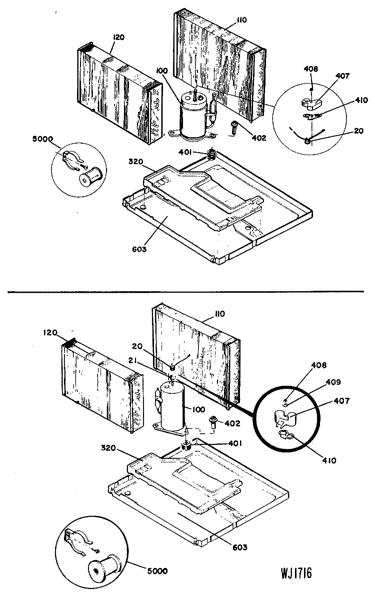 Section Diagram and Parts List for YES15DAV1  General Electric Air Conditioner