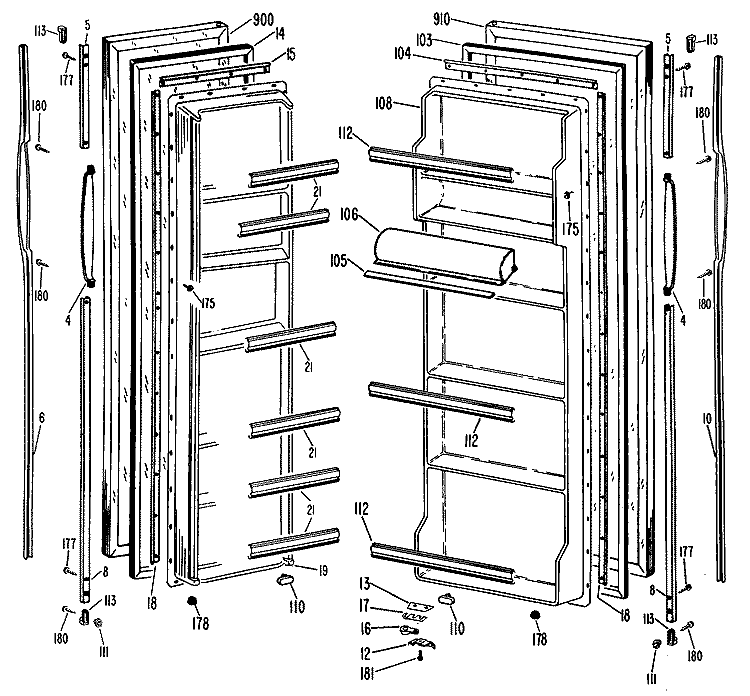 Section Diagram and Parts List for MSX20GLL  General Electric Refrigerator