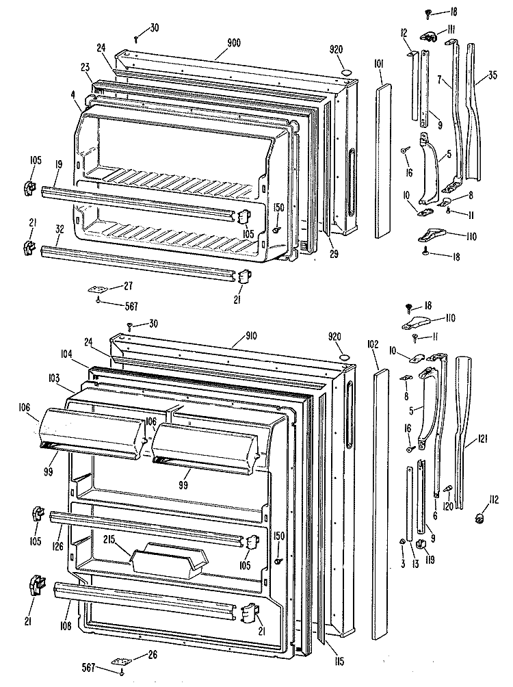 Section Diagram and Parts List for MTX16EMDRAD  General Electric Refrigerator