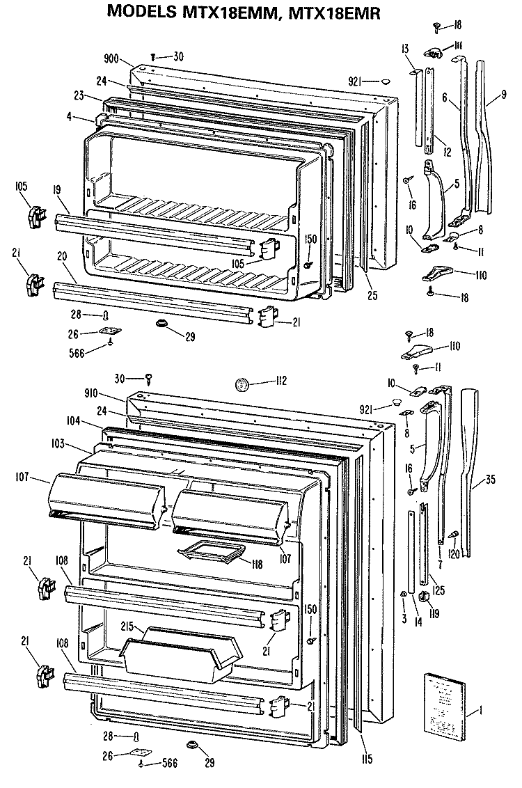 Section Diagram and Parts List for MTX18EMRRWH  General Electric Refrigerator