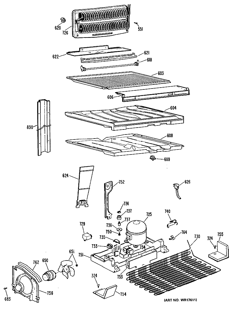 Section Diagram and Parts List for MTX18EMRRWH  General Electric Refrigerator