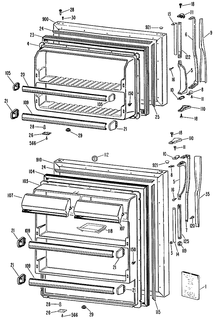 Section Diagram and Parts List for MTX21EMRRAD  General Electric Refrigerator