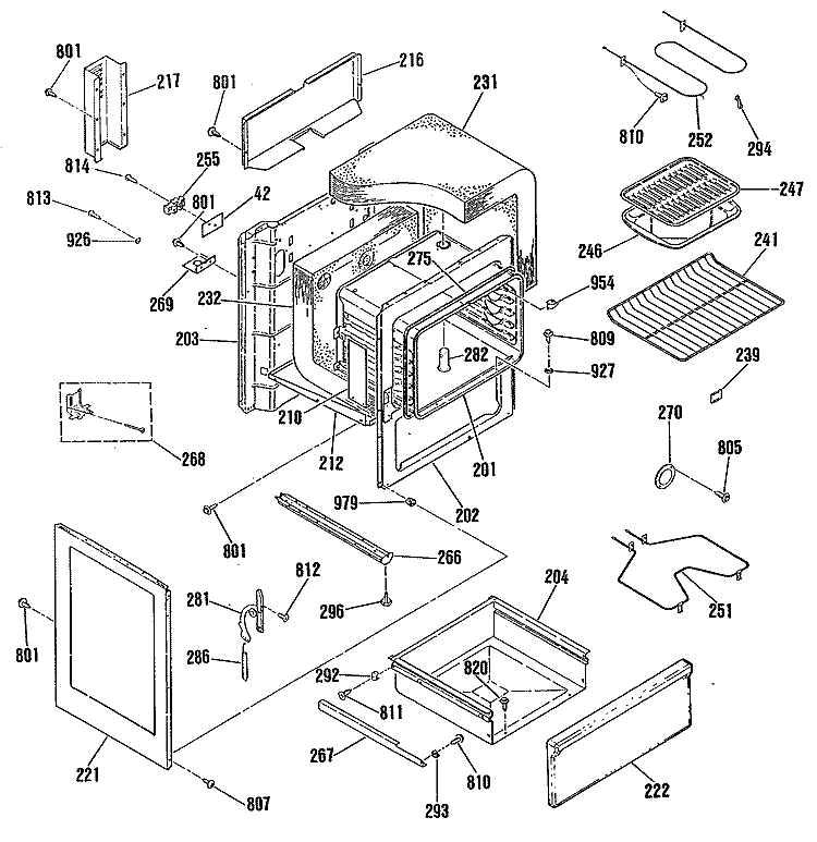 Section Diagram and Parts List for L3B115GL2  General Electric Range