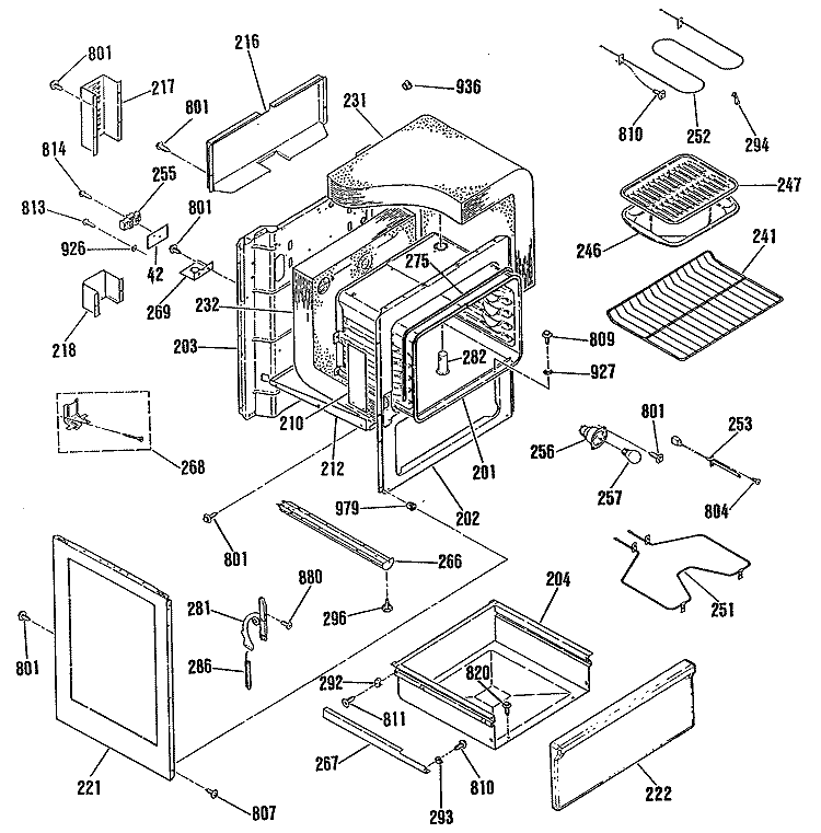 Section Diagram and Parts List for L3B150GL2  General Electric Range
