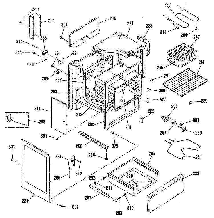 Section Diagram and Parts List for L3B315GL2  General Electric Range