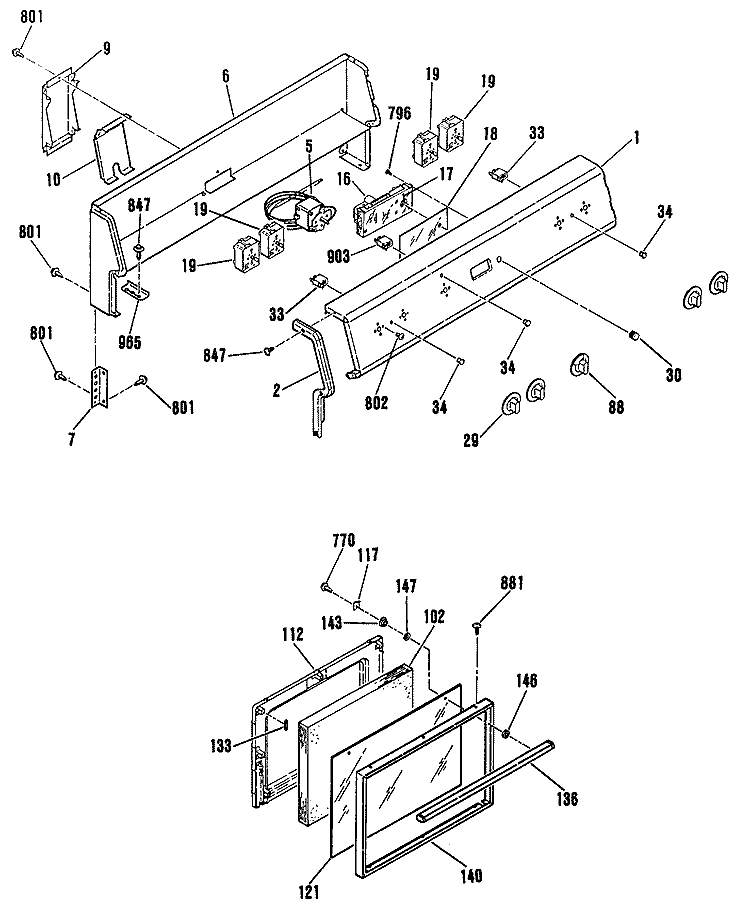 Section Diagram and Parts List for L3B130GL3WH  General Electric Range