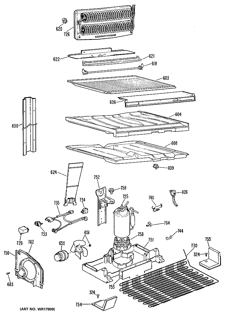 Section Diagram and Parts List for MTX18EMBRHA  General Electric Refrigerator