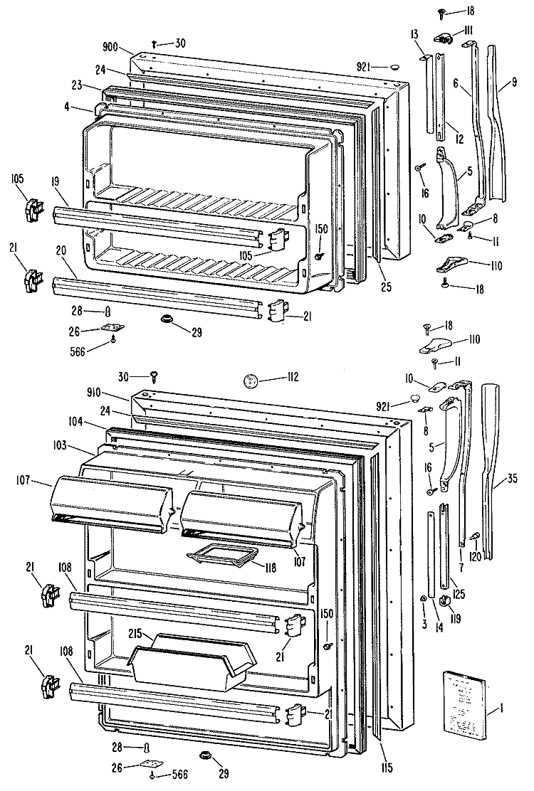 Section Diagram and Parts List for MTX18GMBRAD  General Electric Refrigerator