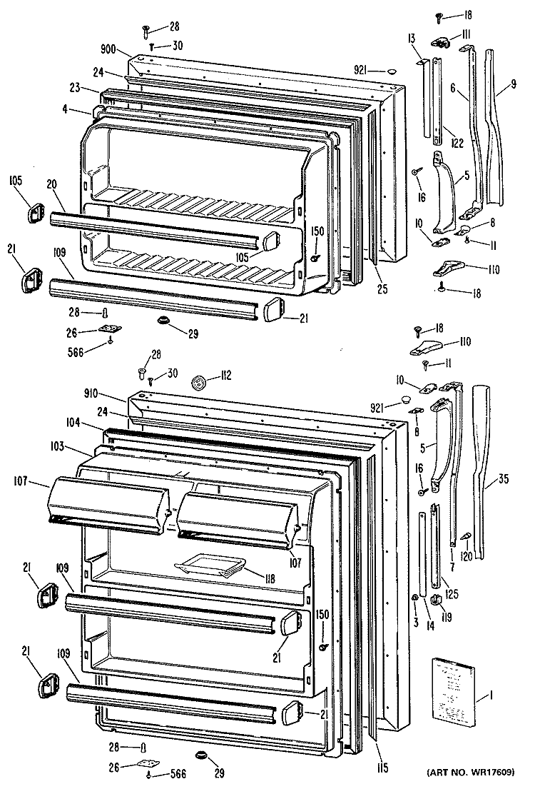 Section Diagram and Parts List for MTX21GMBRWH  General Electric Refrigerator