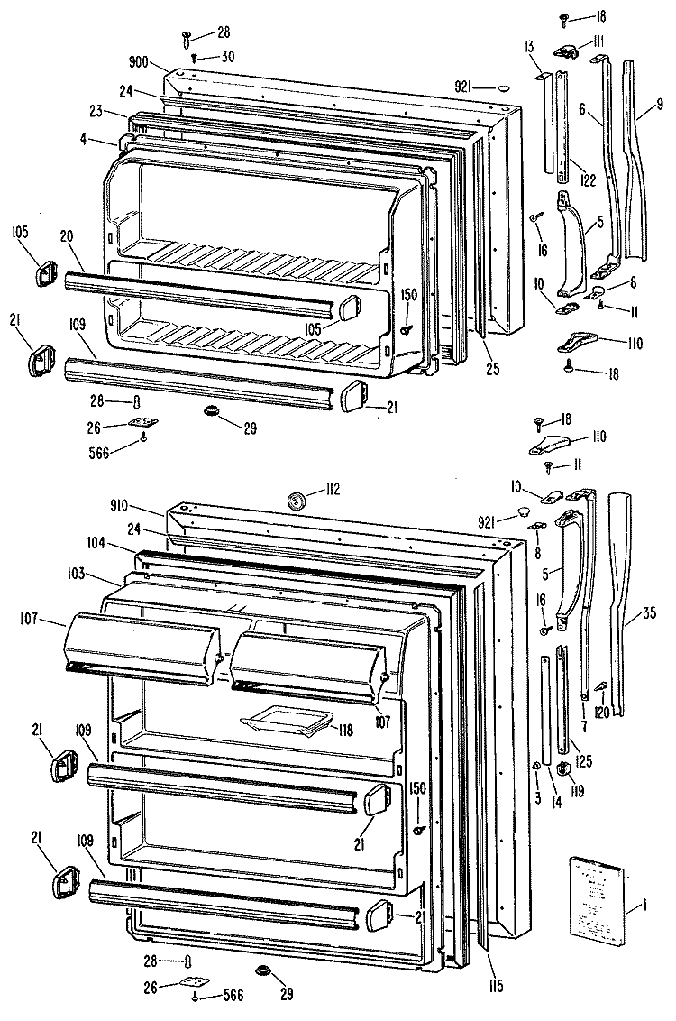 Section Diagram and Parts List for MTX21EMBRWH  General Electric Refrigerator