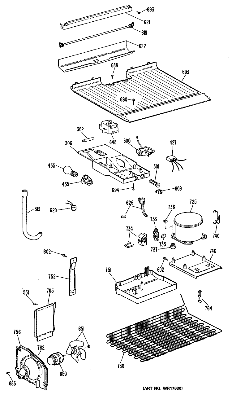Section Diagram and Parts List for MTXY14CPCRWH  General Electric Refrigerator