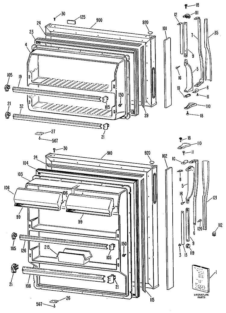 Section Diagram and Parts List for MTXY16CPBRAD  General Electric Refrigerator