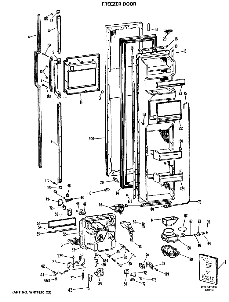 FREEZER DOOR Diagram and Parts List for MSX27HMA  General Electric Refrigerator