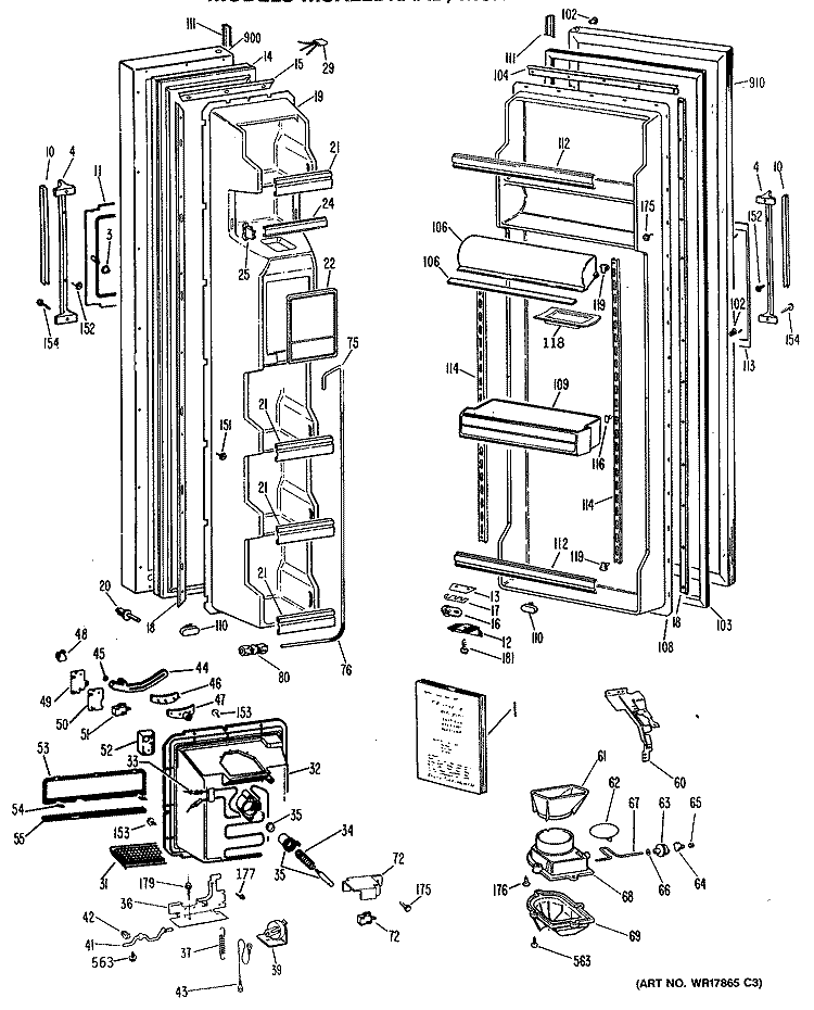 Section Diagram and Parts List for MSX22DRAWH  General Electric Refrigerator