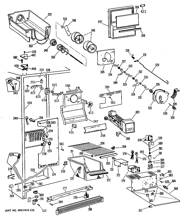Section Diagram and Parts List for MSX22DRAWH  General Electric Refrigerator