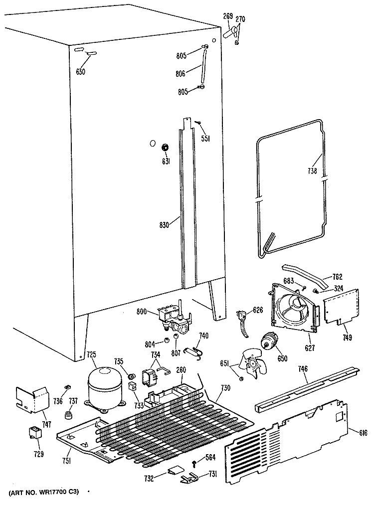 Section Diagram and Parts List for MSX22DRAWH  General Electric Refrigerator
