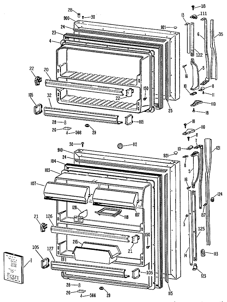 Section Diagram and Parts List for MTX25GPKRWH  General Electric Refrigerator