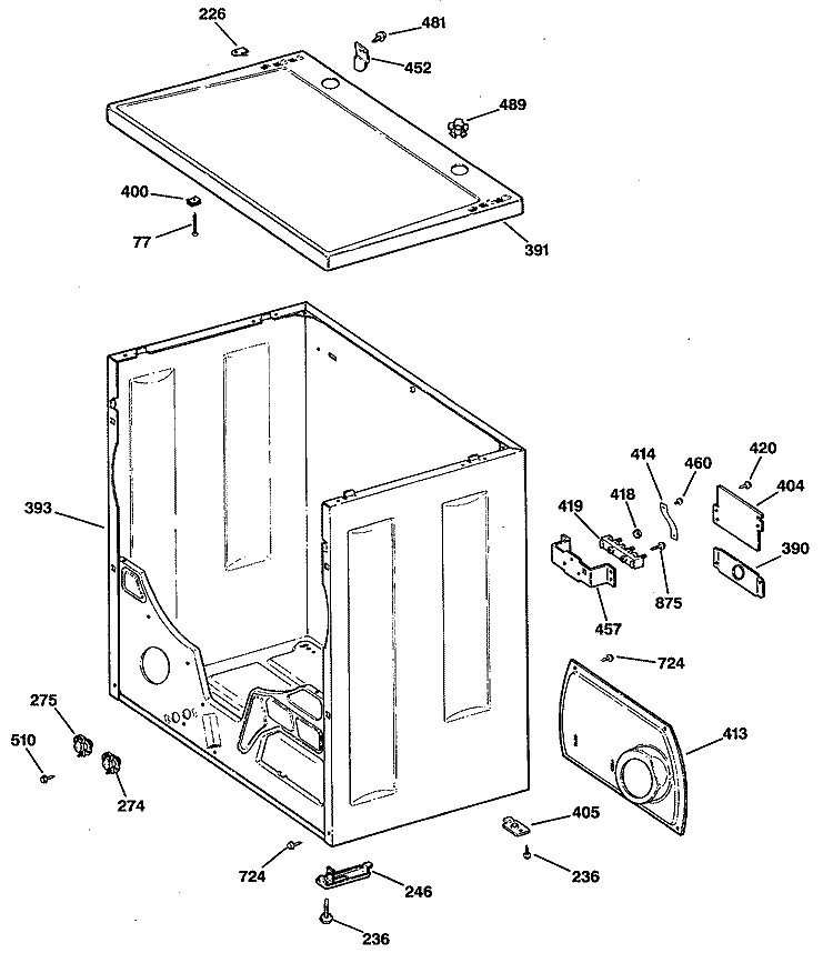 Section Diagram and Parts List for DRB4800SBLWW  General Electric Dryer