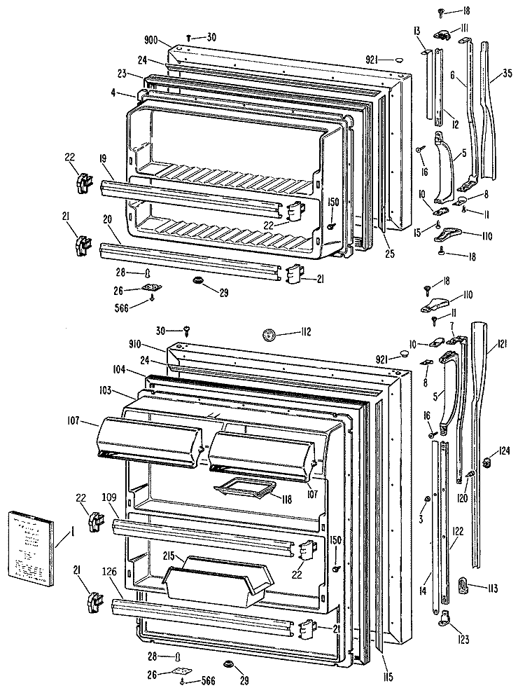 Section Diagram and Parts List for MTX18GRBRWH  General Electric Refrigerator
