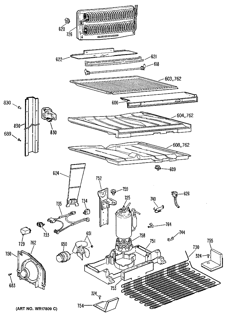 Section Diagram and Parts List for MTX18GRBRWH  General Electric Refrigerator