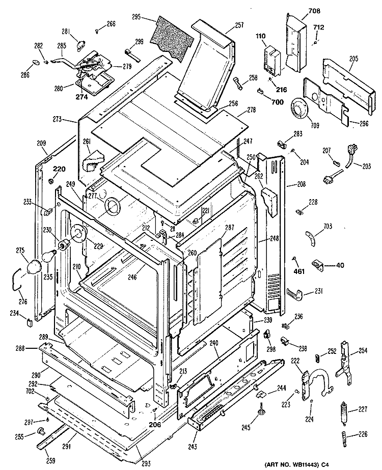 Section Diagram and Parts List for LGB356GER2  General Electric Range