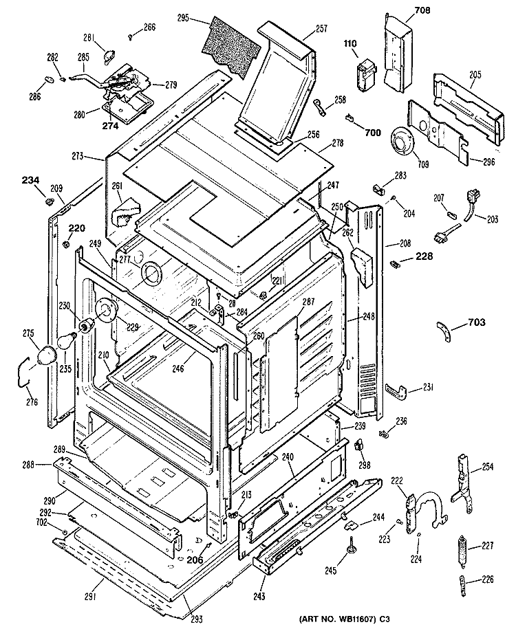 Section Diagram and Parts List for LGB336GET1AD  General Electric Range