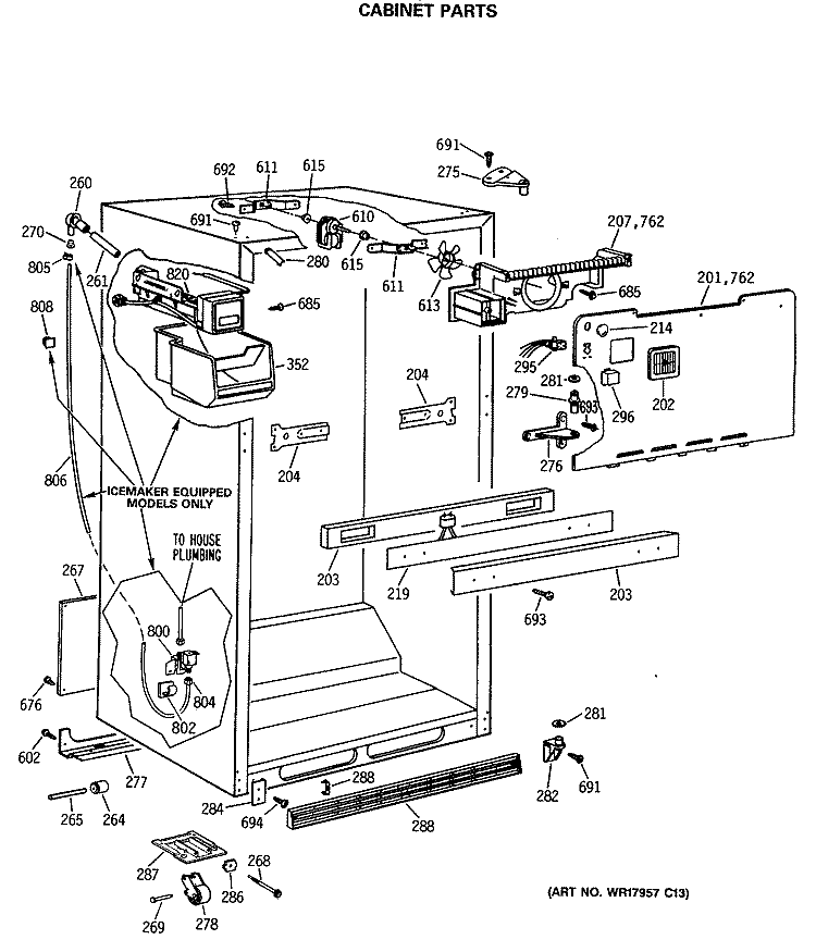 CABINET PARTS Diagram and Parts List for MTX18GASERAD  General Electric Refrigerator