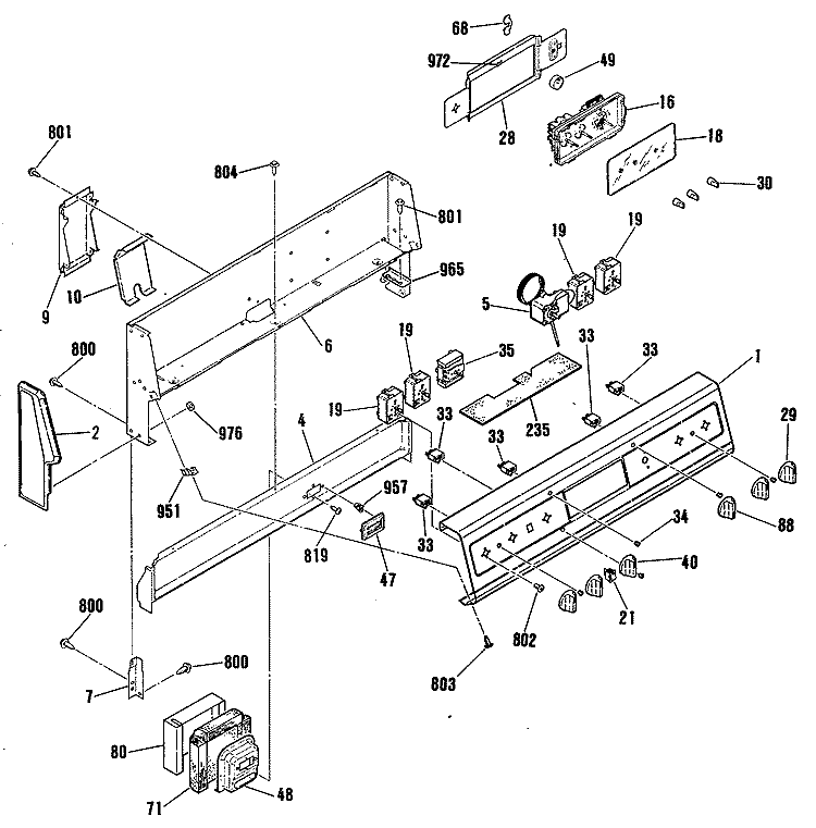 Section Diagram and Parts List for LEB356GS1BB  General Electric Range