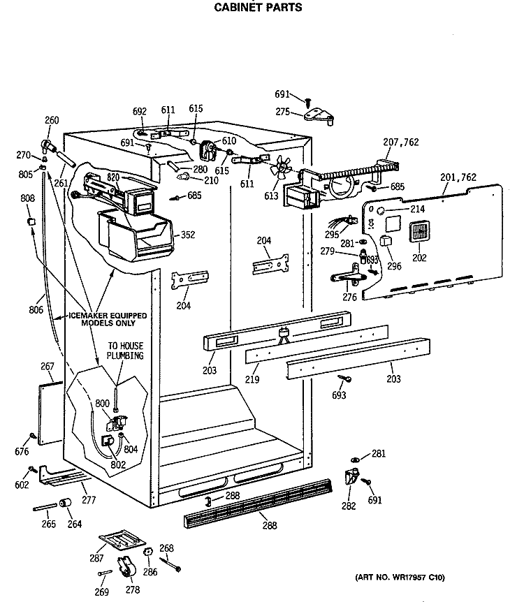 CABINET PARTS Diagram and Parts List for MTX21GASMRWW  General Electric Refrigerator