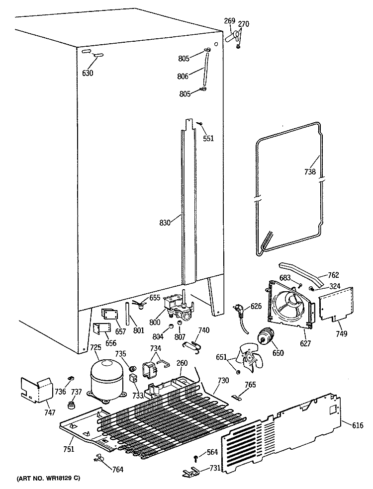 Section Diagram and Parts List for MSG22GRSCWH  General Electric Refrigerator
