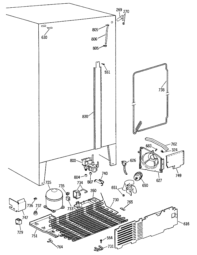 Section Diagram and Parts List for MSX22GRSMAD  General Electric Refrigerator
