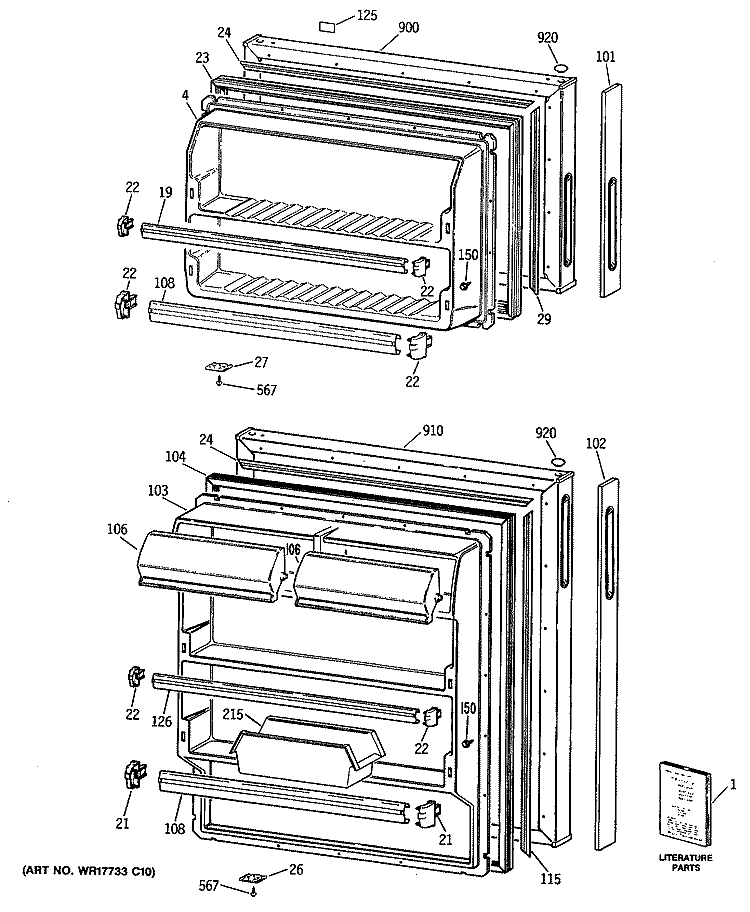Section Diagram and Parts List for MTX16BYSDRWH  General Electric Refrigerator