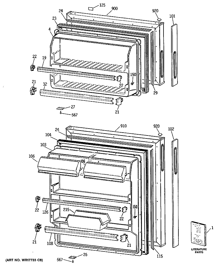 Section Diagram and Parts List for MTX16EYSDRAD  General Electric Refrigerator