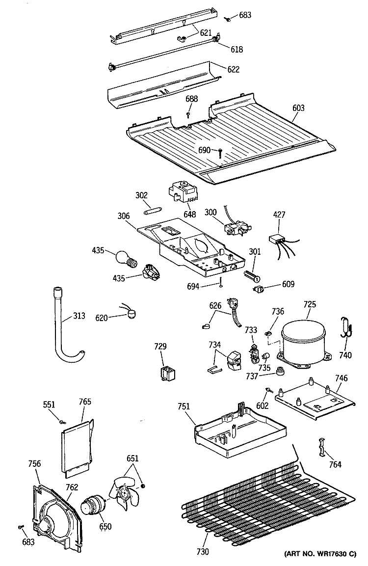 Section Diagram and Parts List for MTX16EYSDRAD  General Electric Refrigerator