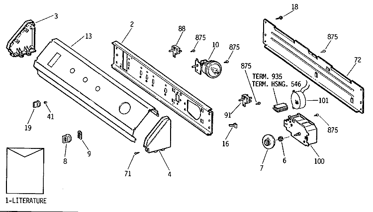Section Diagram and Parts List for WRW4400SBLWW  General Electric Washer